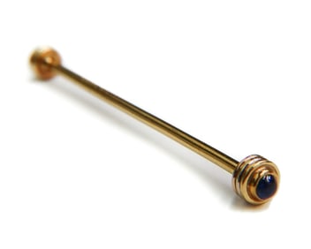 Cartier 18k Yellow Gold Cabochon Sapphire Shirt Collar Pin Gold Tie Clip Brooch Bar