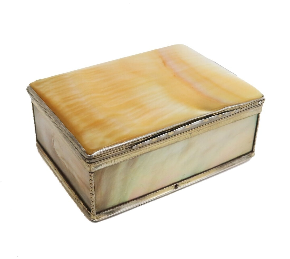 Continental Gilt Silver and Mother of Pearl Small Vanity Box 19th Century (1 of 8)