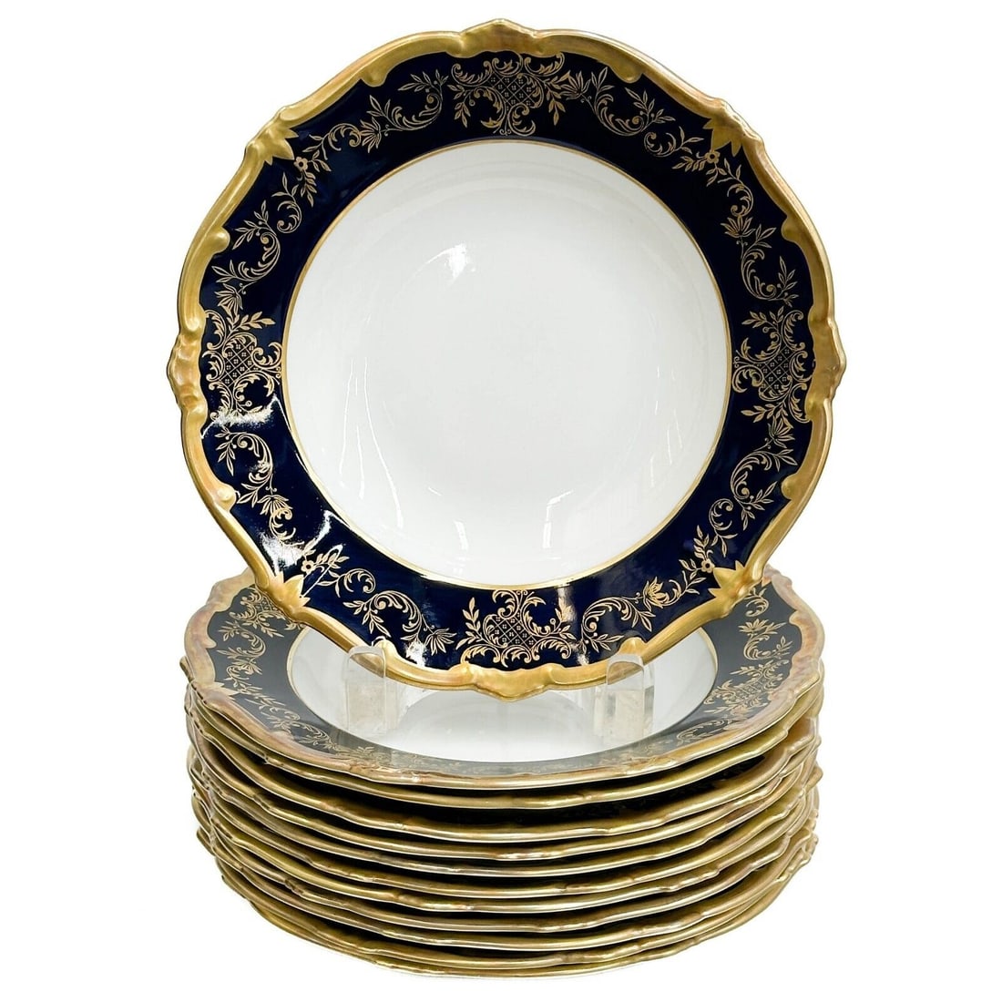 12 Weimar Echt Kobalt German Porcelain Rimmed Soup Bowls Katharina 20003 Blue (1 of 4)