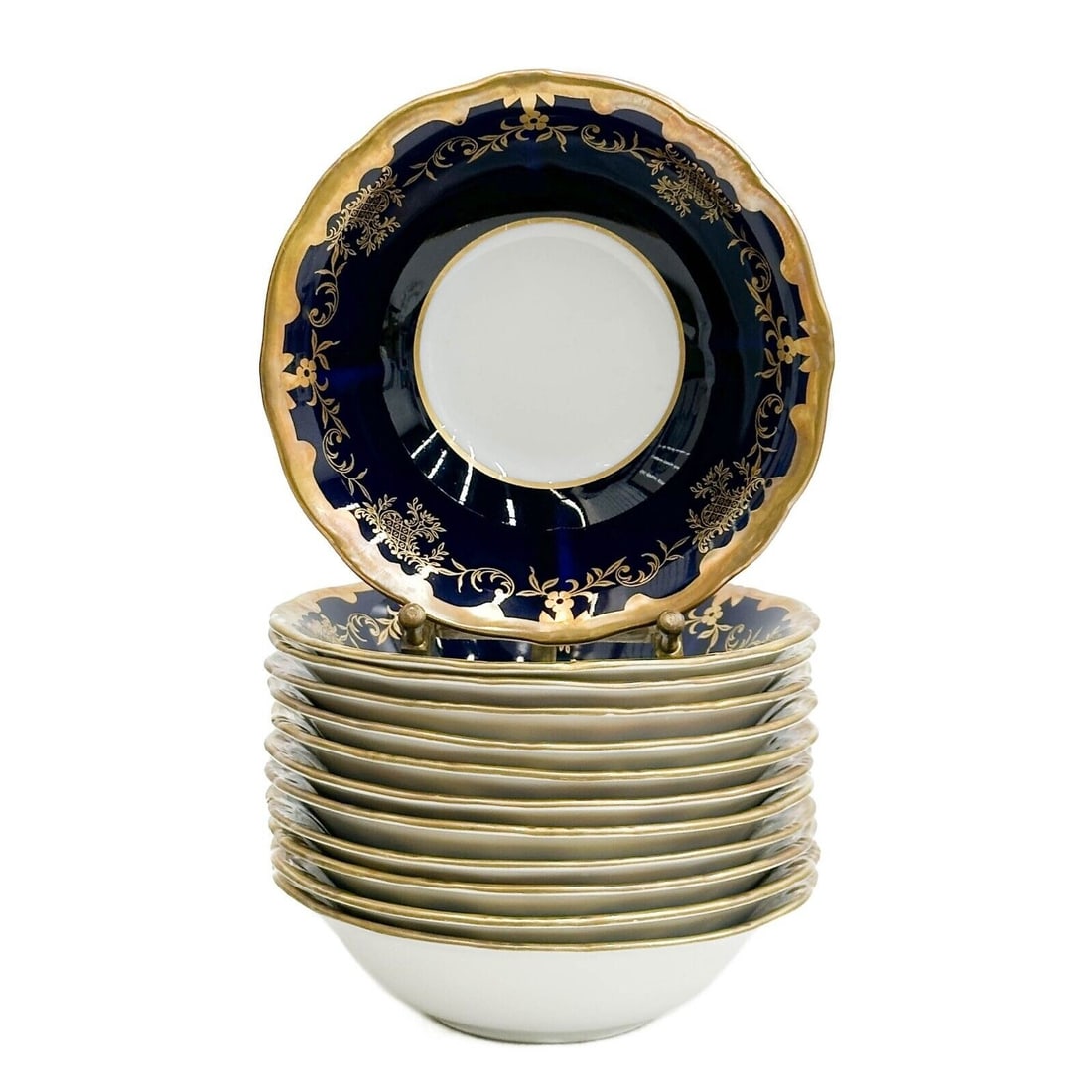 12 Weimar Weimar Echt German Porcelain Berry Bowls in Katharina 20003 Blue c1940 (1 of 3)