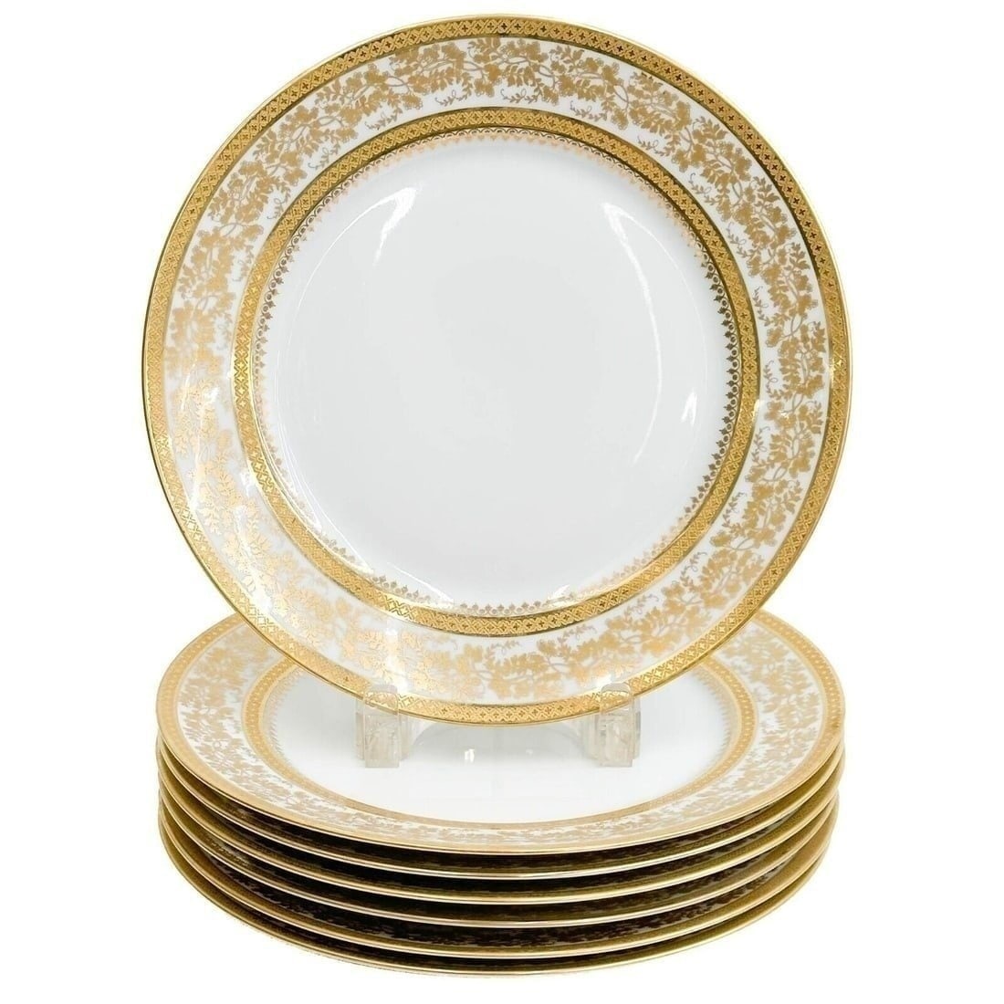 7 CH Field Haviland Limoges Porcelain Dinner Plates Incrustation Polie a l'agate (1 of 4)