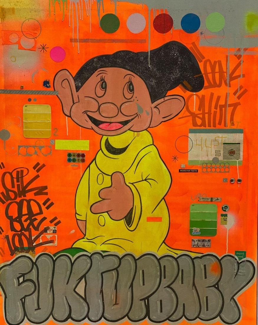 The Date Farmers (American 20th Century) Mixed Media Acrylic Dopey FUKTUPBABY (1 of 9)