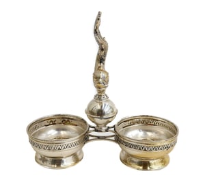 American 925 Sterling Silver Dolphin Open Salt Cellars Retailed Goldie R. Blum