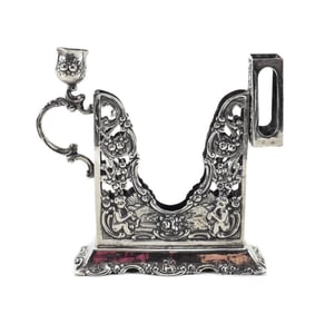 German 800 Silver Openwork Smoking Set - Repousse Figurals, Early 20th Century