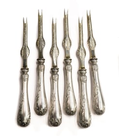 6 Bruckmann and Sohne German 800 Silver Lobster Picks, 1st half 20th century