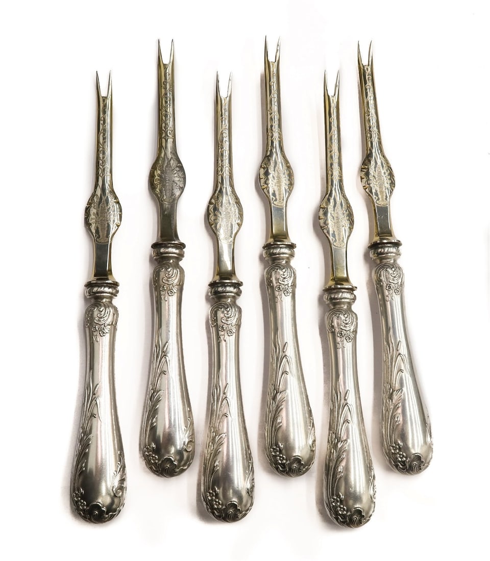 6 Bruckmann and Sohne German 800 Silver Lobster Picks, 1st half 20th century (1 of 10)