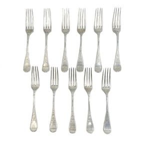 11 Tiffany & Co Sterling Silver Dinner Forks in Antique Ivy