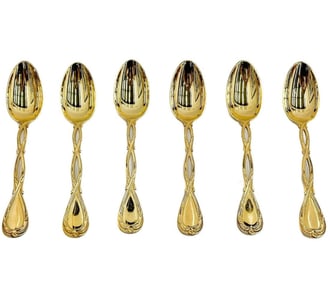 6 Emile Puiforcat Vermeil Gilt Sterling Silver 8 inch Tablespoons in Royal