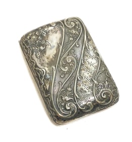 German 800 Silver Repousse Case, circa 1900. Flowers & Foliate Scrolls