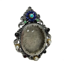 Continental Solid Gilt Silver and Jeweled Miniature Photo Frame, 1st Half 20th C