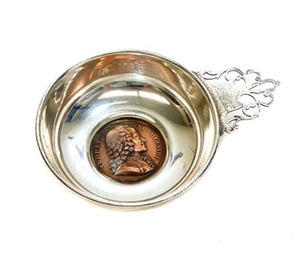Sterling Silver and French Coin Mounted Inset Tastevin