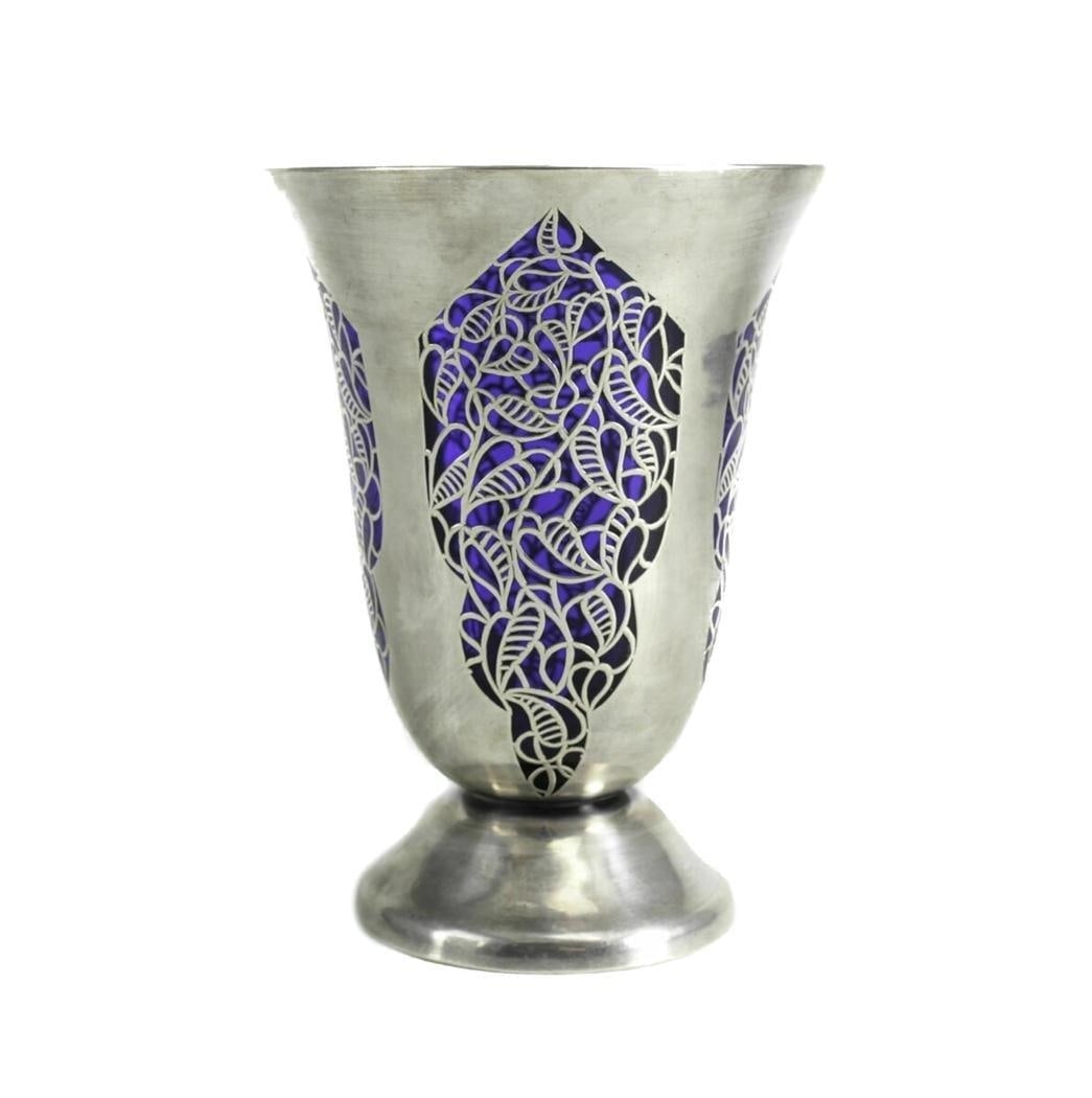 Pure Silver Overlay Leaf Footed Vase, c1940 (1 of 5)