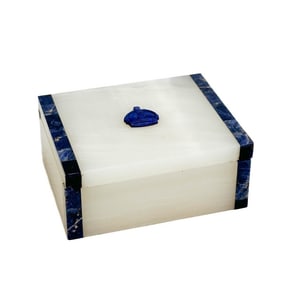 George Betjemann & Sons Ltd Asprey English Silver Lapis Lazuli & Onyx Box 1936
