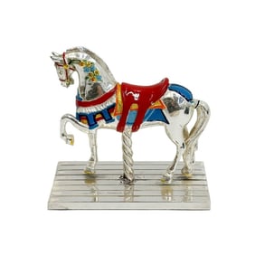Gene Moore for Tiffany & Co Enameled Sterling Silver Carousel Horse