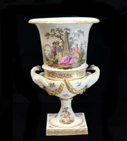 Large Berlin KPM Porcelain Compana Urn, Swans