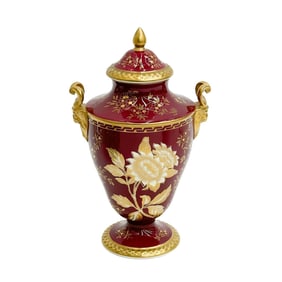Wedgwood England Ruby Tonquin Lidded Vase Red circa 1890