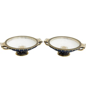 Pair Manufacture Sevres Porcelain Compotes Compotiers Ronds Forme Etrusque 1833