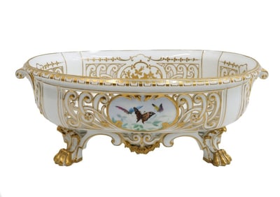 Manufacture de Sevres Porcelain Footed Jardiniere or Centerpiece Bowl 1874