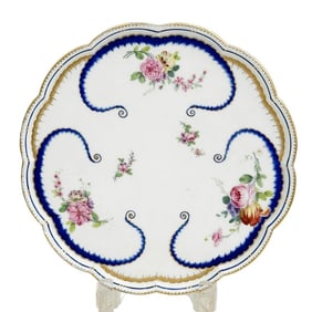 Manufacture de Sevres Hand Painted Porcelain Footed Dish Feuille de Choux 1771