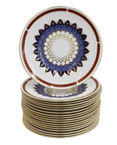 18 Royal Crown Derby England Porcelain Dinner Plates in Quail 20th Century