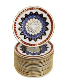 18 Royal Crown Derby England Porcelain Bread and Butter Plates in Quail, 20th C