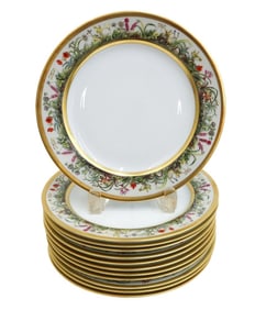 12 Ancienne Manufacture Royale Limoges France Dessert Plates Fleurs des Champs