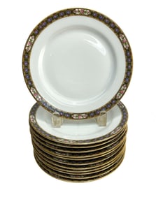12 Jean Pouyat Limoges France Porcelain 7.5 inch Dessert Plates, circa 1900