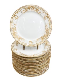 15 KPM Berlin German Porcelain Gilt Scallop Rimmed Appetizer  Bread Plates c1870