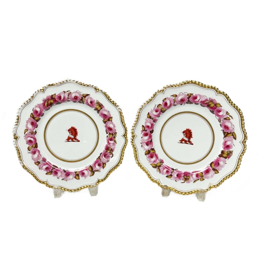 Pair Flight, Barr & Barr Worcester Armorial Dinner Plates (1 of 6)
