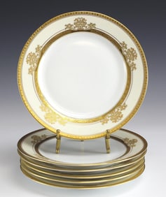 6pc Pirkenhammer Czech Porcelain 8.25" Salad Plates Gilt, 48 Available