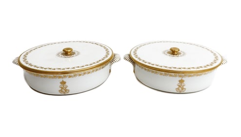 Pair Manufacture de Sevres Cylindrical Lidded Tureens, Service of Napoleon III