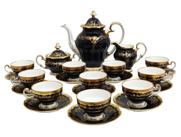 Weimar Germany Porcelain Cobalt Blue and Gilt Coffee Service for 10 circa 1935