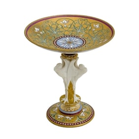 Minton England Hand Painted Porcelain Tazza Storks London Exhibition 1862