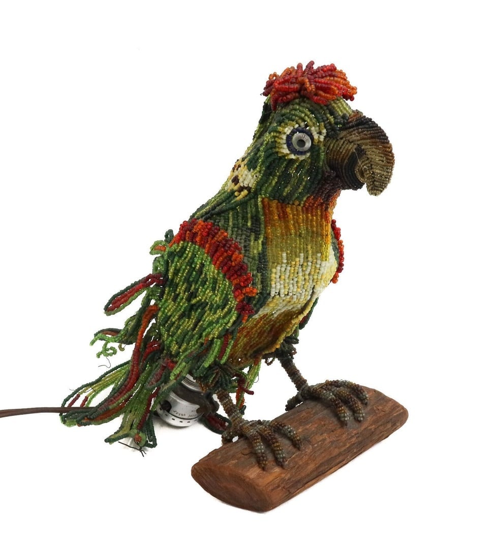 Venetian Glass Beaded Parrot Form Lamp circa 1920 (1 of 11)