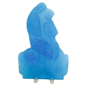 Daum Pate de Verre Blue Sculpture Confidences Colloque Sentimental by See Ltd Ed