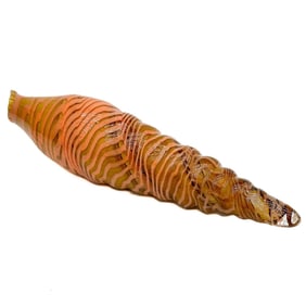 Contemporary Studio Art Glass Orange Conical Spiral Shell Sculpture