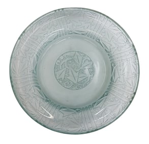 Daum Nancy France Pale Blue Glass Acid Etched Centerpiece Bowl c1920