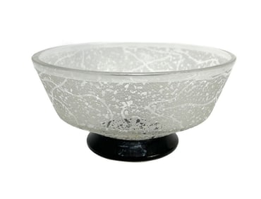 Daum Nancy France Frosted Glass Footed Bowl