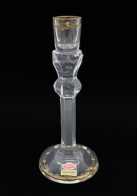 Moser Czech Cut Glass and Gilt Leaf Candle Stick Holder