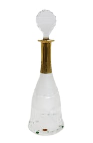 Moser Czech Cut Crystal Glass Large 16.5 inch Decanter in Gold Splendid Signed