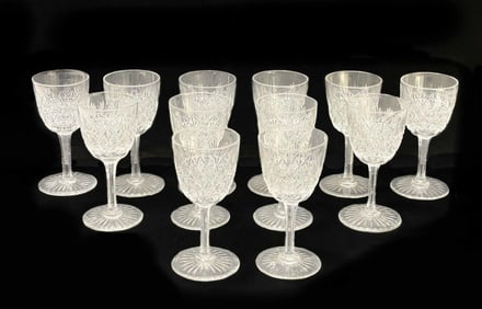 12 Thomas Webb Wellington Cut Crystal Cordial Glasses