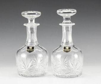 Pair Star of Edinburgh Crystal Decanters. Original Labels