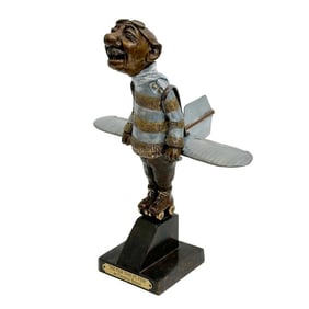Charles Bragg Painted Bronze Sculpture Meyer the Flyer Ltd Ed/275
