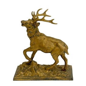 Continental Gilt Bronze Stag Sculpture early 20th century