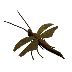 Japanese Copper & Iron Dragonfly Insect Figurine Okimono c 1900