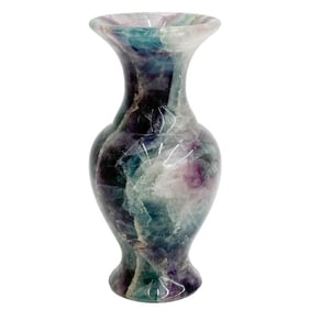 English Carved Blue John Stone 7 inch Vase circa 1900