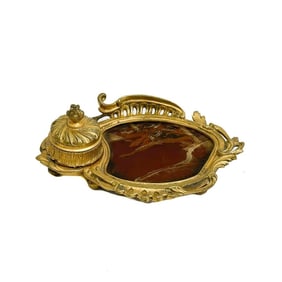 French Gilt Bronze Mounted Lacquer Inkstand Japonisme Louis XV style 19th cen
