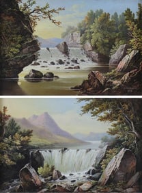 Thomas Burras from Leeds British Artist - Pair Landscapes Oil Paintings c1882