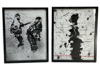 Gabriel Perez (Spanish 20th Century) Pair Mixed Media on Panel Pieces, Signed