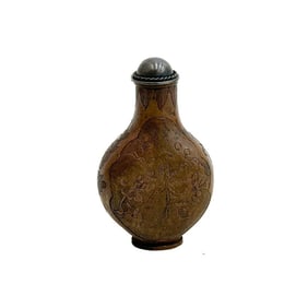 Chinese Bronze Snuff Bottle Birds Qianlong Mark circa 1840